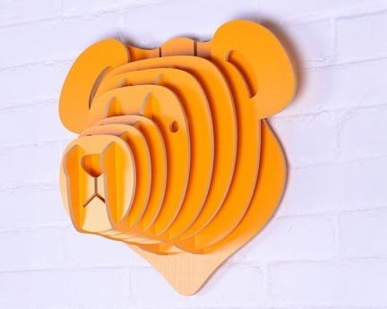 Laser Cut Teddy Bear Head Trophy Animal Head 3D Wood Wall Art