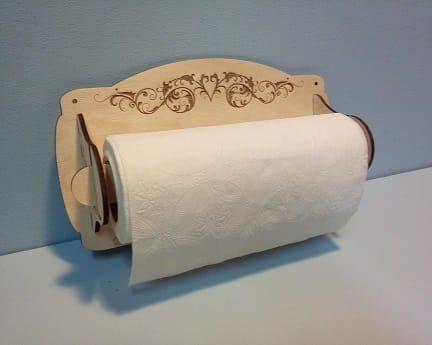 Laser Cut Wall Mounted Wooden Paper Towel Holder
