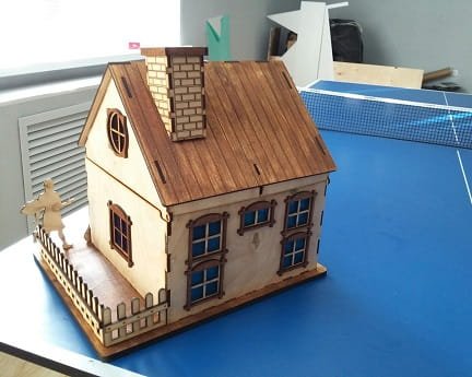 Laser Cut Wooden 3D Puzzle House