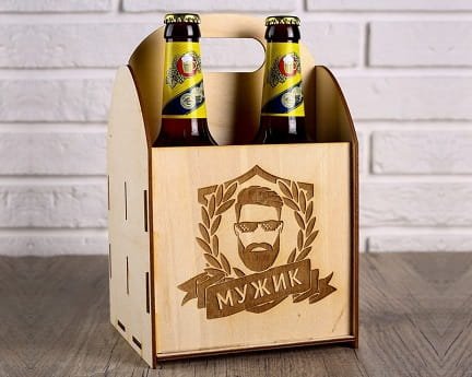 Laser Cut Wooden Beer Caddy 4 Pack Bottle Carrier