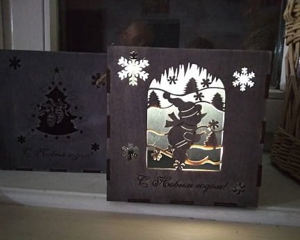 Laser Cut Christmas Snowman Light Box