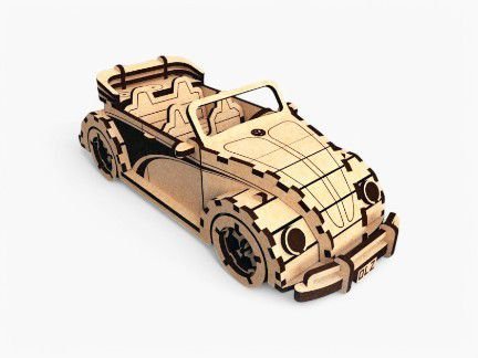 Laser Cut Volkswagen Fusca Cabriolet 3D Wooden Puzzle