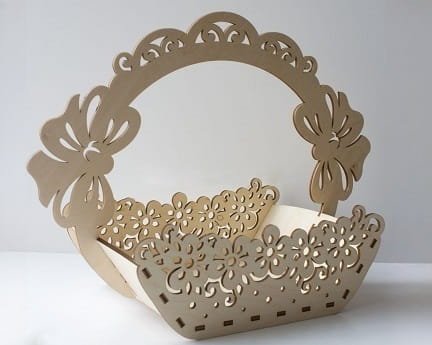 Laser Cut Decorative Flower Basket Chocolate Gift Basket