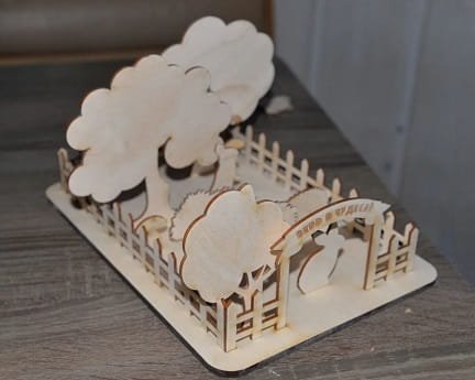 Laser Cut Farmyard With Animals and Trees Wood Model