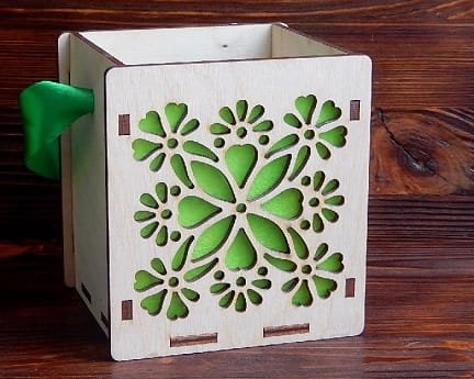 Laser Cut Gift Box With Floral Cut Out Design