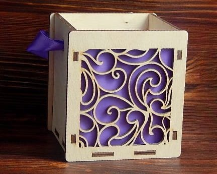 Laser Cut Gift Box With Swirl Cut Out Design