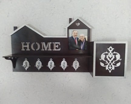 Laser Cut Key Holder Shelf With Picture Frame