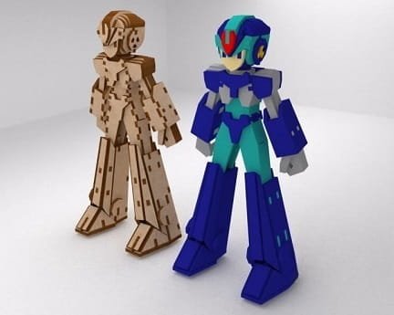 Laser Cut Mega Man Robot 3D Puzzle Wood Model