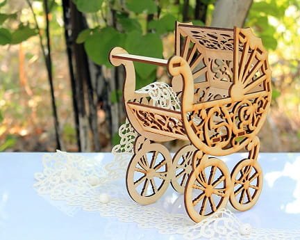 Laser Cut Miniature Baby Stroller