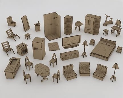 Laser Cut Miniature Dollhouse Furniture Kits