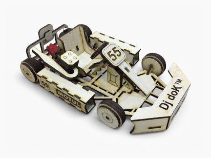 Laser Cut Go Kart Sports Car Wood Model Kit