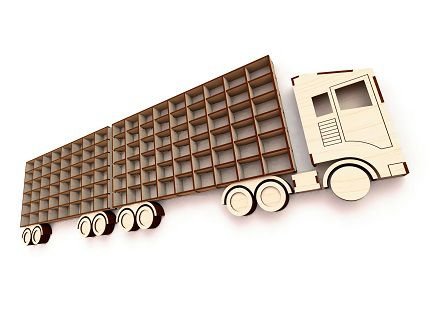 Laser Cut Trailer Truck Wall Shelf for Toys