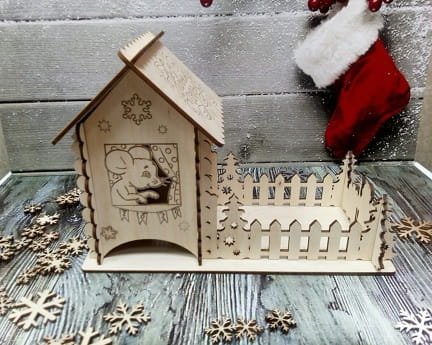 Laser Cut Christmas Tea Bag House