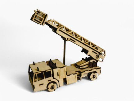 Laser Cut Fire Truck Model 3D Wooden Puzzle