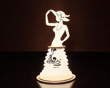 Laser Cut Lady With Hat Napkin Holder