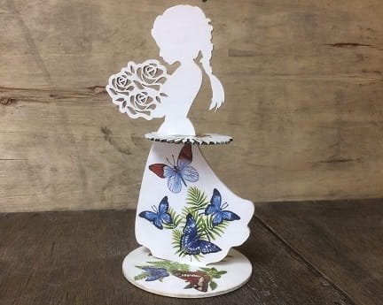 Laser Cut Little Girl With Flower Bouquet Napkin Holder