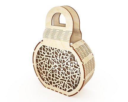 Laser Cut Living Hinge Round Top Handle Handbag