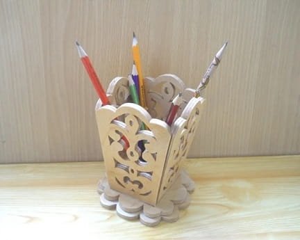 Laser Cut Pencil Crayons Pen Pot