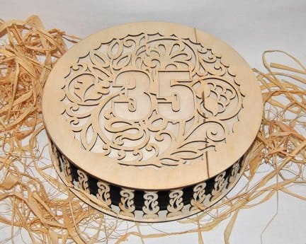 Laser Cut Round Wooden Jewelry Box Gift Box