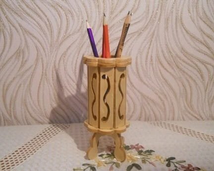 Laser Cut Round Wooden Pencil Pot