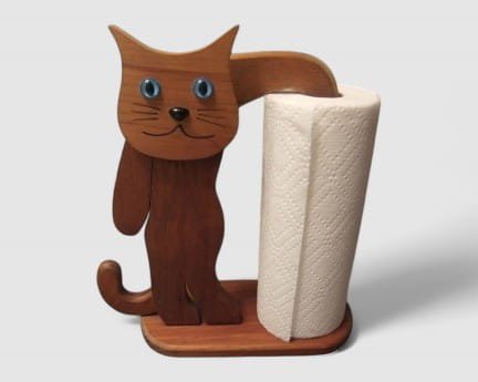 Laser Cut Cat Paper Towel Holder Kitchen Tissue Holder