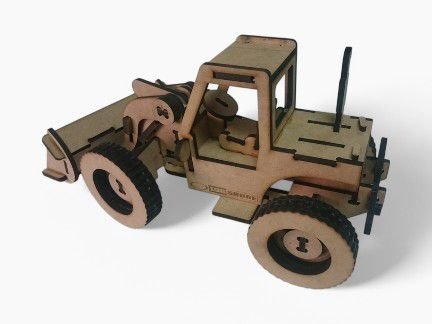 Laser Cut Bulldozer Wooden 3D Model Puzzle