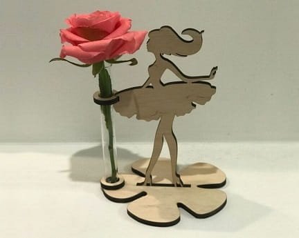 Laser Cut Girl With Flower Test Tube Vase Stand