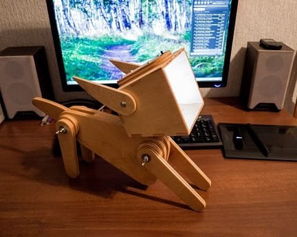 Laser Cut Adjustable Wooden Dog Table Lamp