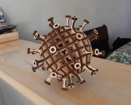 Laser Cut Coronavirus 3D Wood Model