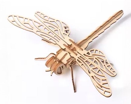 Laser Cut Dragonfly 3D Wood Model