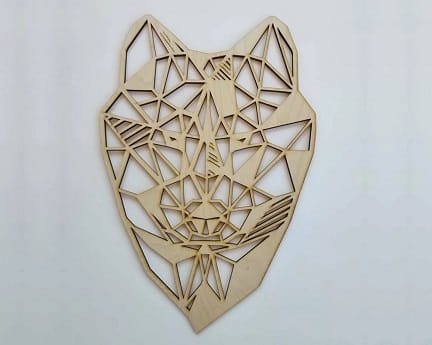 Laser Cut Geometric Wolf Head Wall Art