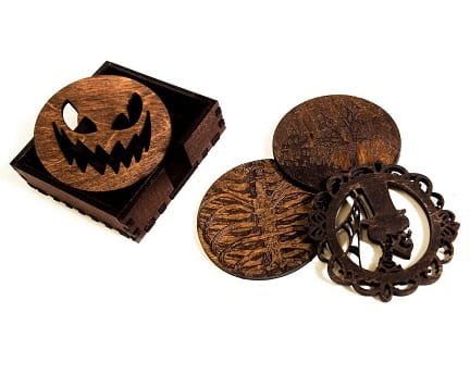 Laser Cut Halloween Coasters With Holder