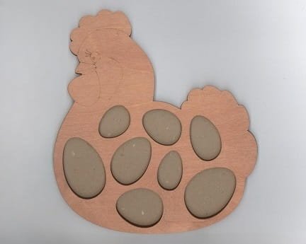 Laser Cut Hen Egg Peg Puzzle Board