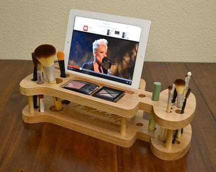 Laser Cut Makeup Kit Organizer Brush Holder iPad Stand