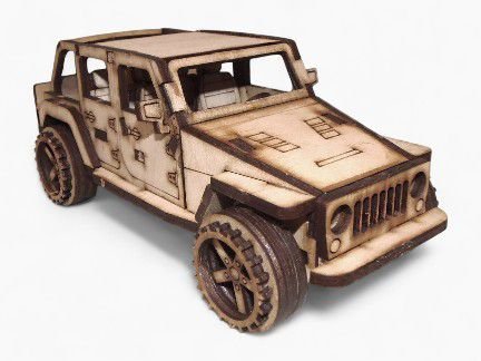 Laser Cut Toy Jeep 3D Wood Model