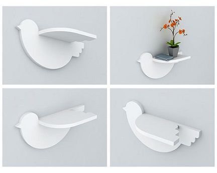 Laser Cut Wooden Bird Shape Wall Shelf