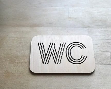 Laser Cut Wooden WC Toilet Sign