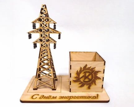 Laser Cut Electricity Tower Pencil Holder Desk Organizer