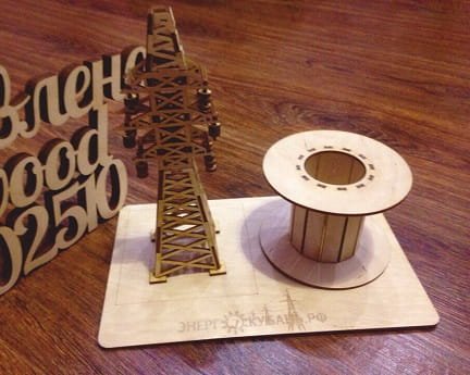 Laser Cut Electricity Tower With Round Pencil Holder