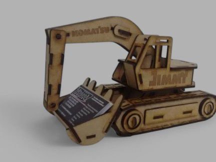 Laser Cut Excavator Model Visiting Card Holder