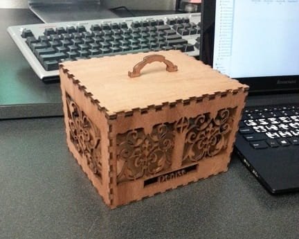 Laser Cut Decorative Wooden Box With Top Handle