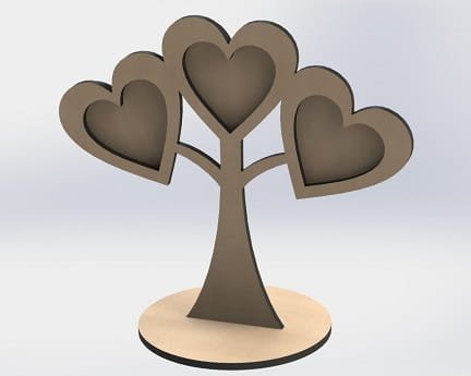 Laser Cut Tabletop Heart Tree Photo Frame