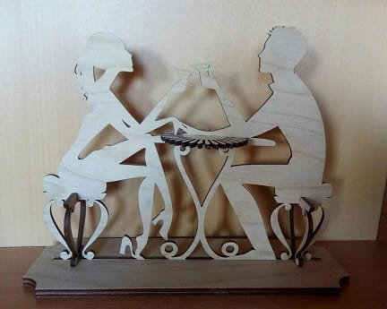 Laser Cut Couple Toasting Martini Napkin Holder