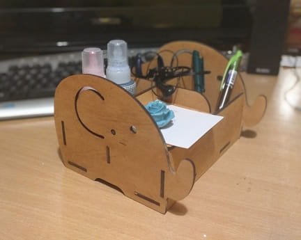 Laser Cut Wooden Elephant Desk Caddy