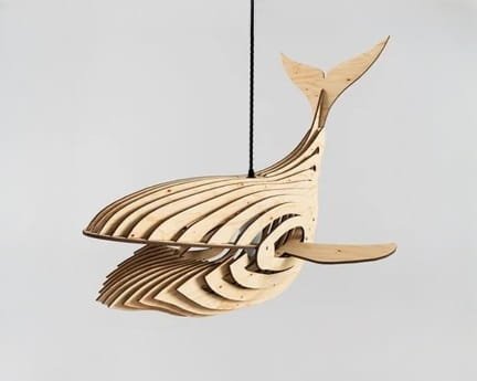 Laser Cut Wood Whale Lamp Shade