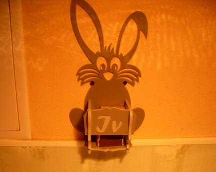 Laser Cut Wall Mounted Bunny Match Holder