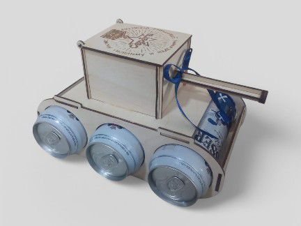 Laser Cut Tank Wood Model Beer Can Holder