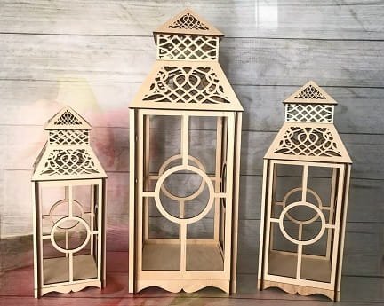 Laser Cut Decorative Candle Lantern Set of 3