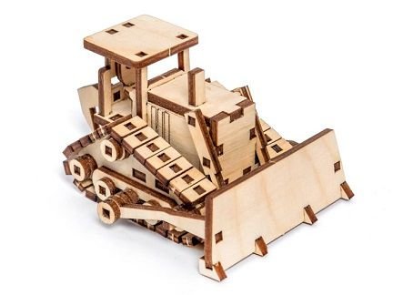 Laser Cut Bulldozer Wood Model Puzzle Kit