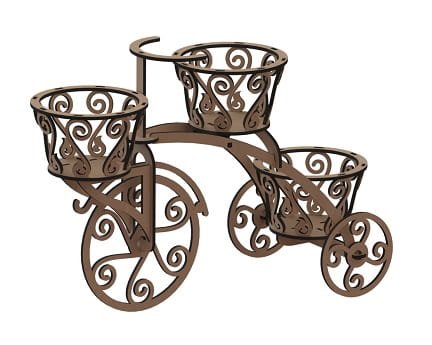 Laser Cut Wooden Tricycle With Flower Baskets